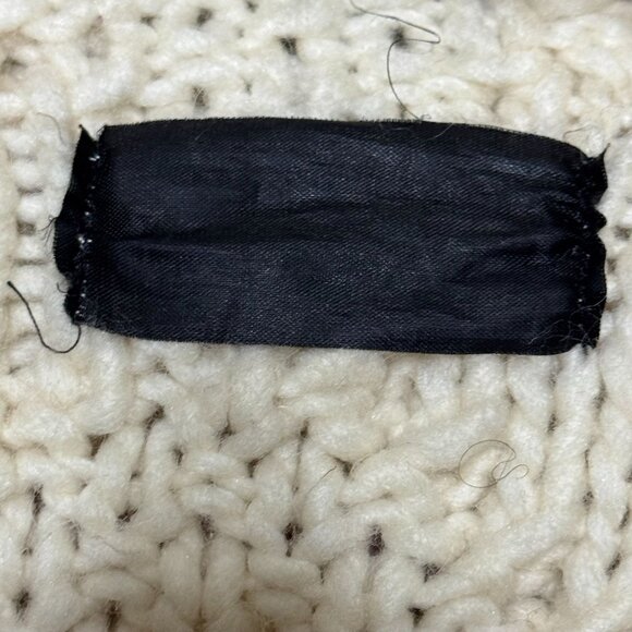 Vintage 100% Wool Cream Cable Knit Chunky Hooded Grandpa Cardigan Sweater XL - Picture 9 of 9